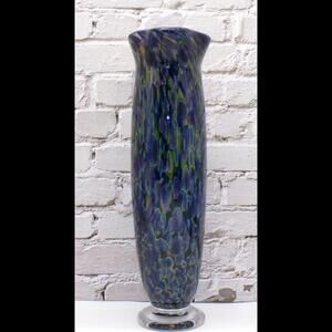 Elegant Art Glass Vase - Vibrant Blue and Green Swirls